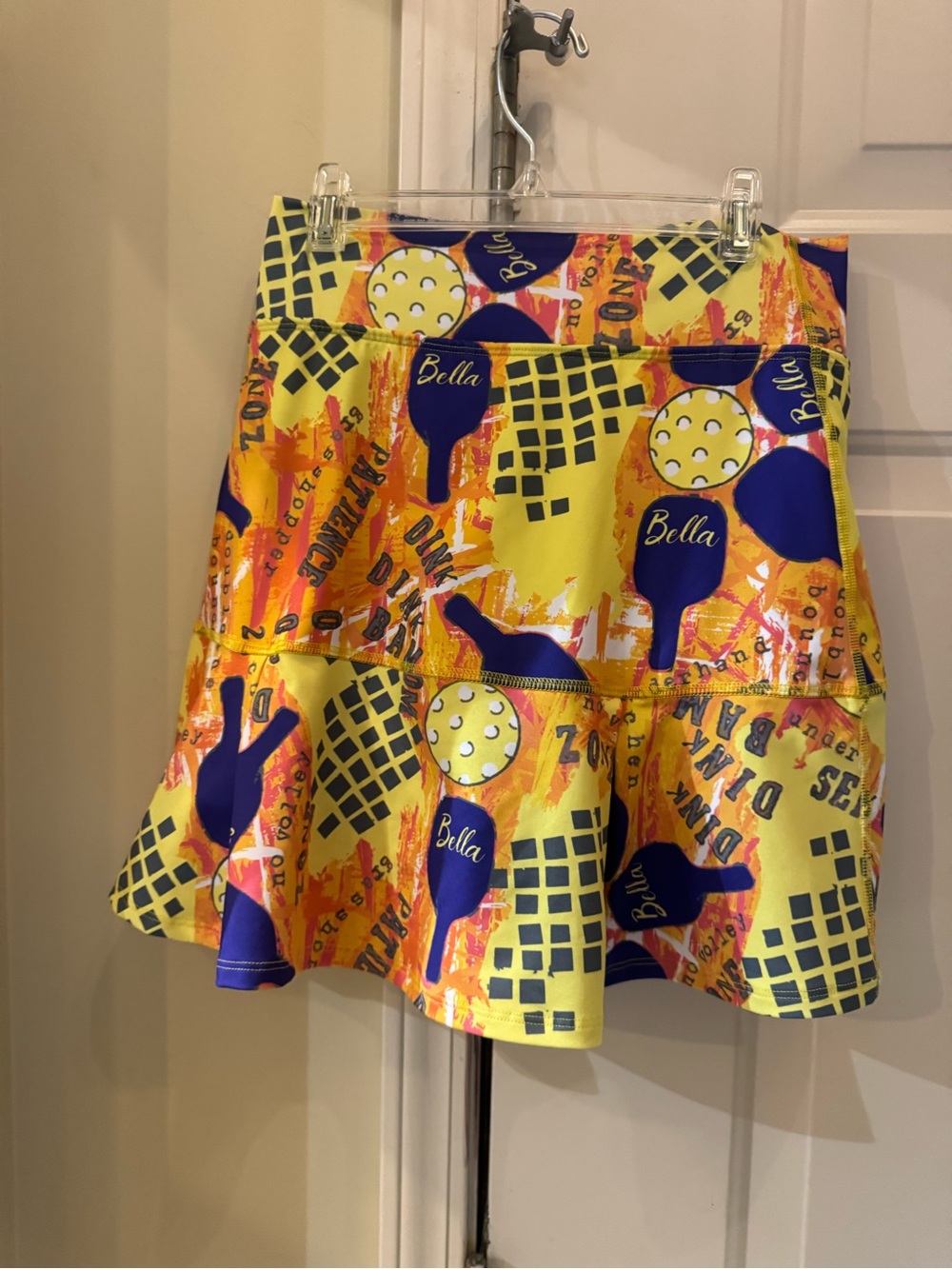 Pickle ball Bella Women's Yellow Patterned Flared Skirt 10/12